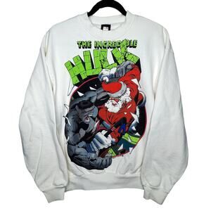 M.A.D. Mask and Disguise Hulk vs Santa Sweatshirt Medium Christmas Comic Sweater